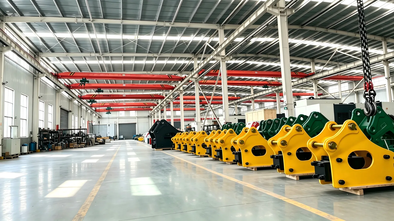 Finished hydraulic breakers inside the LICHI factory