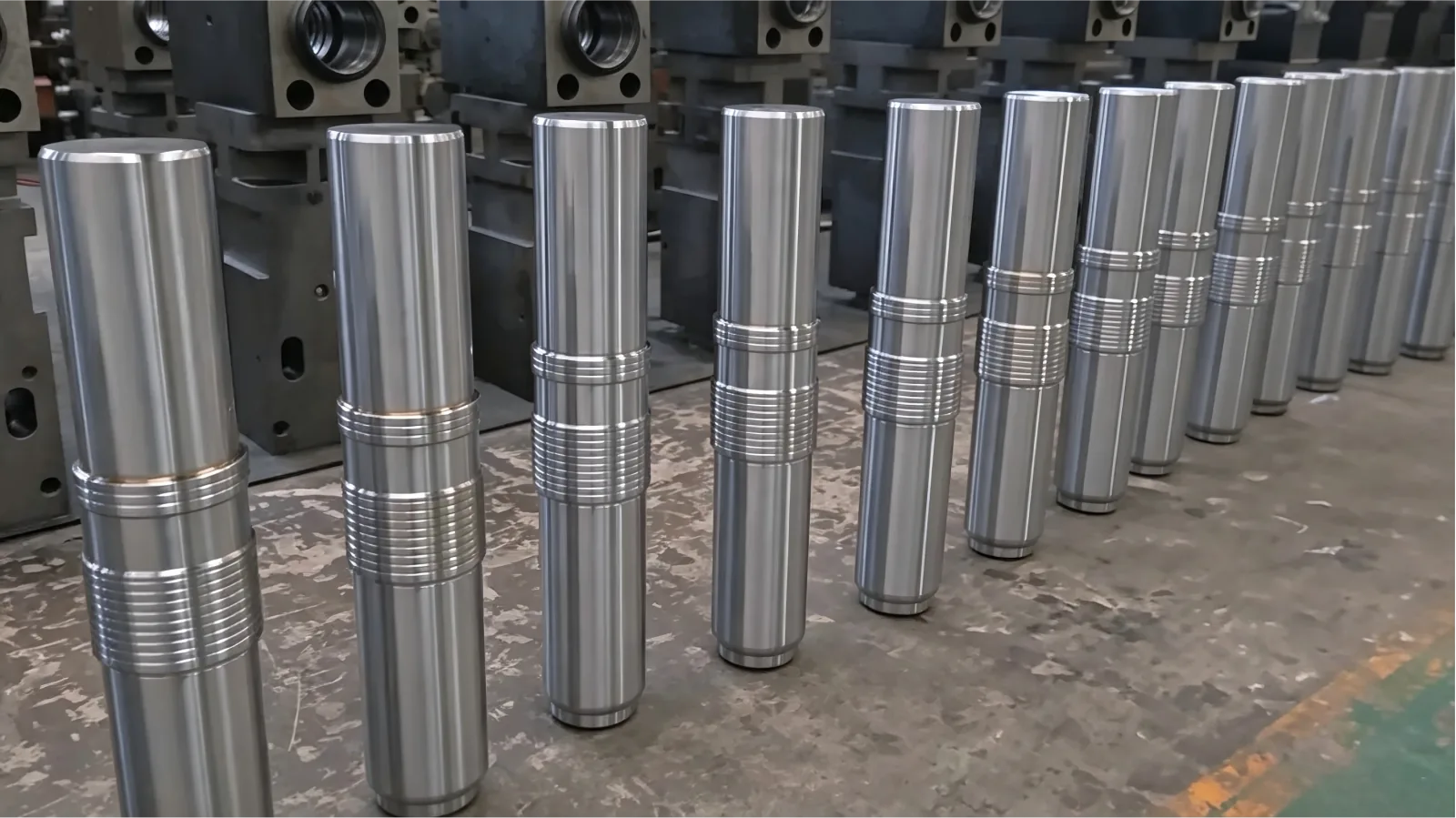 Hydraulic breaker pistons arranged for inspection and assembly