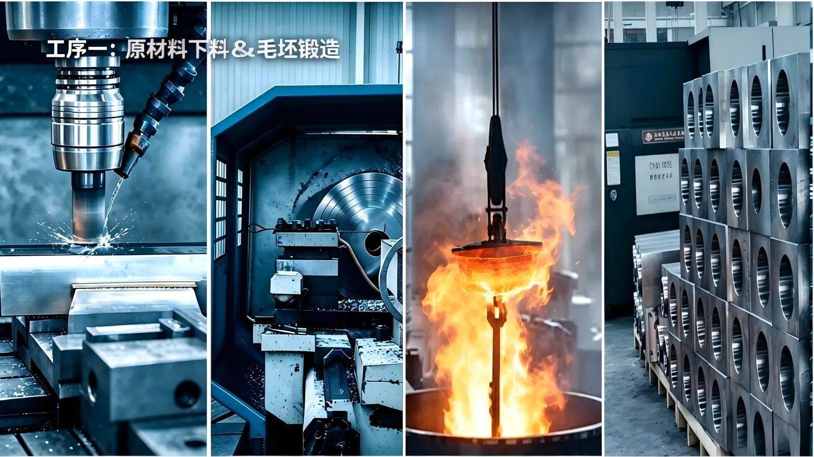 Hydraulic breaker raw material cutting and blank forging process