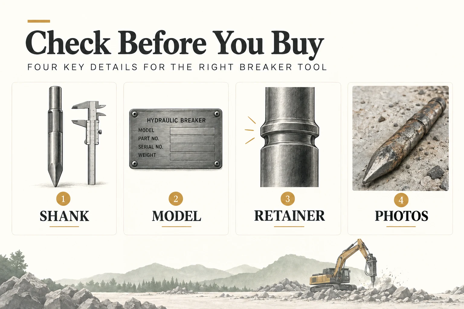 Model, shank, retainer and photographs ordering checklist