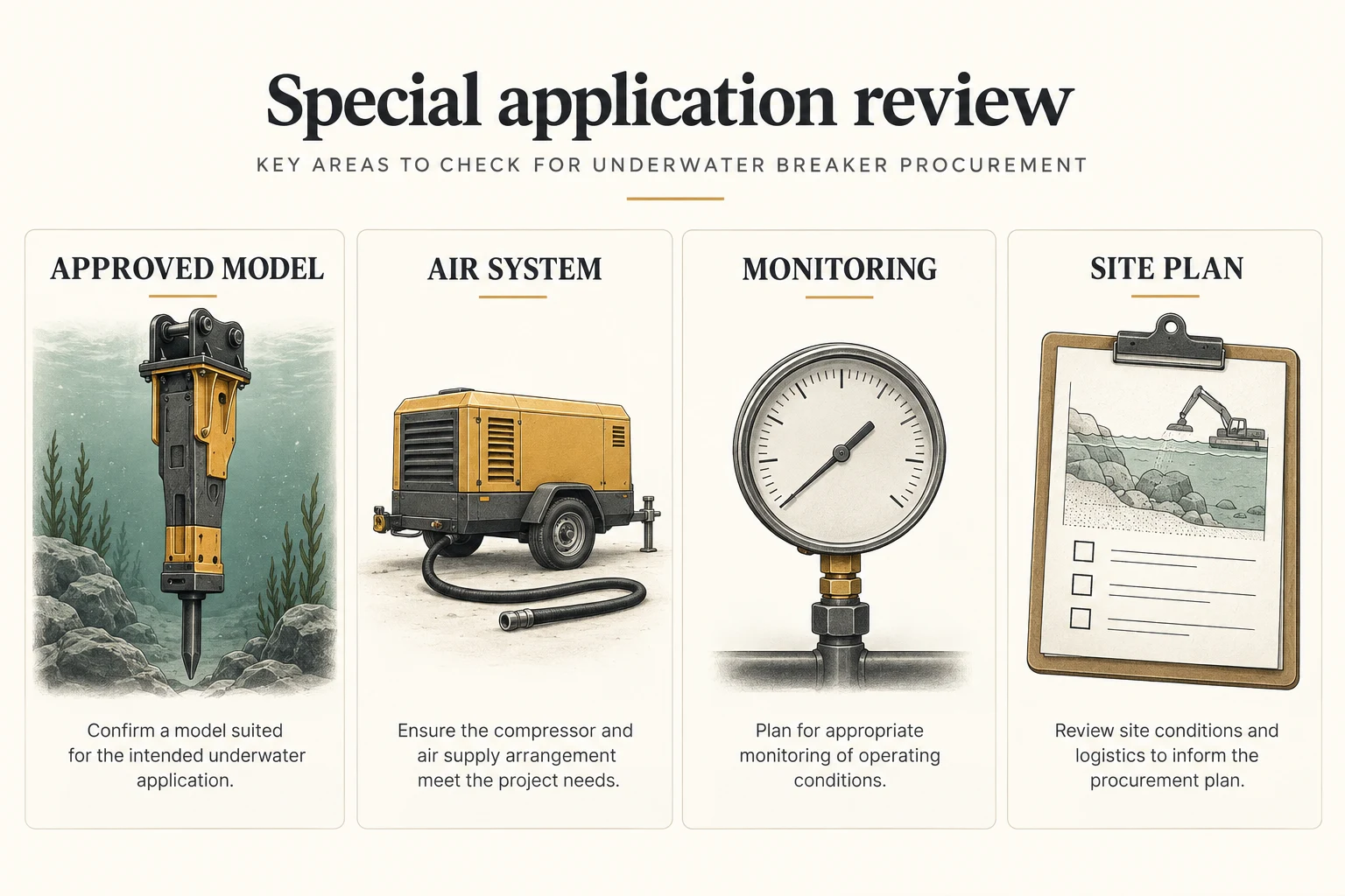 Approved model, air system, monitoring and site plan cards