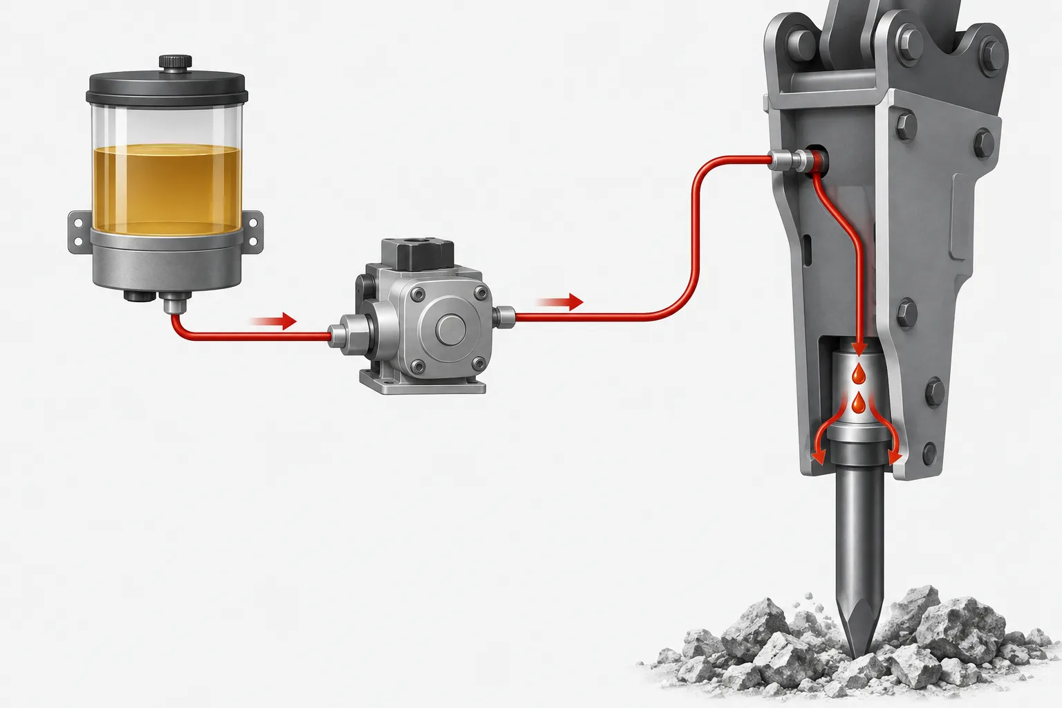 Conceptual reservoir, pump and breaker route