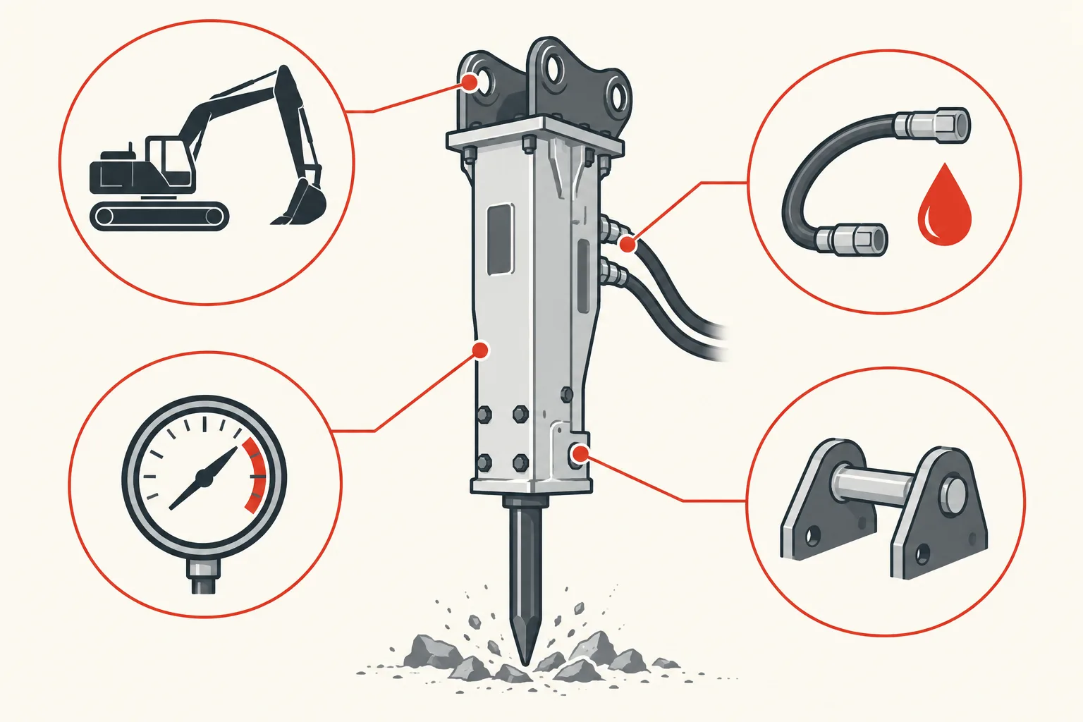 Conceptual icons for carrier, flow, pressure and tool size